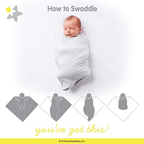 BreathableBaby 3-in-1 Swaddle Trio, Starlight Gray, Activewear Jersey Knit 0 4 Months BreathableBaby 3-in-1 Swaddle Trio, Starlight Gray, Activewear Jersey Knit 0 4 Months